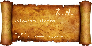 Kolovits Aletta névjegykártya
